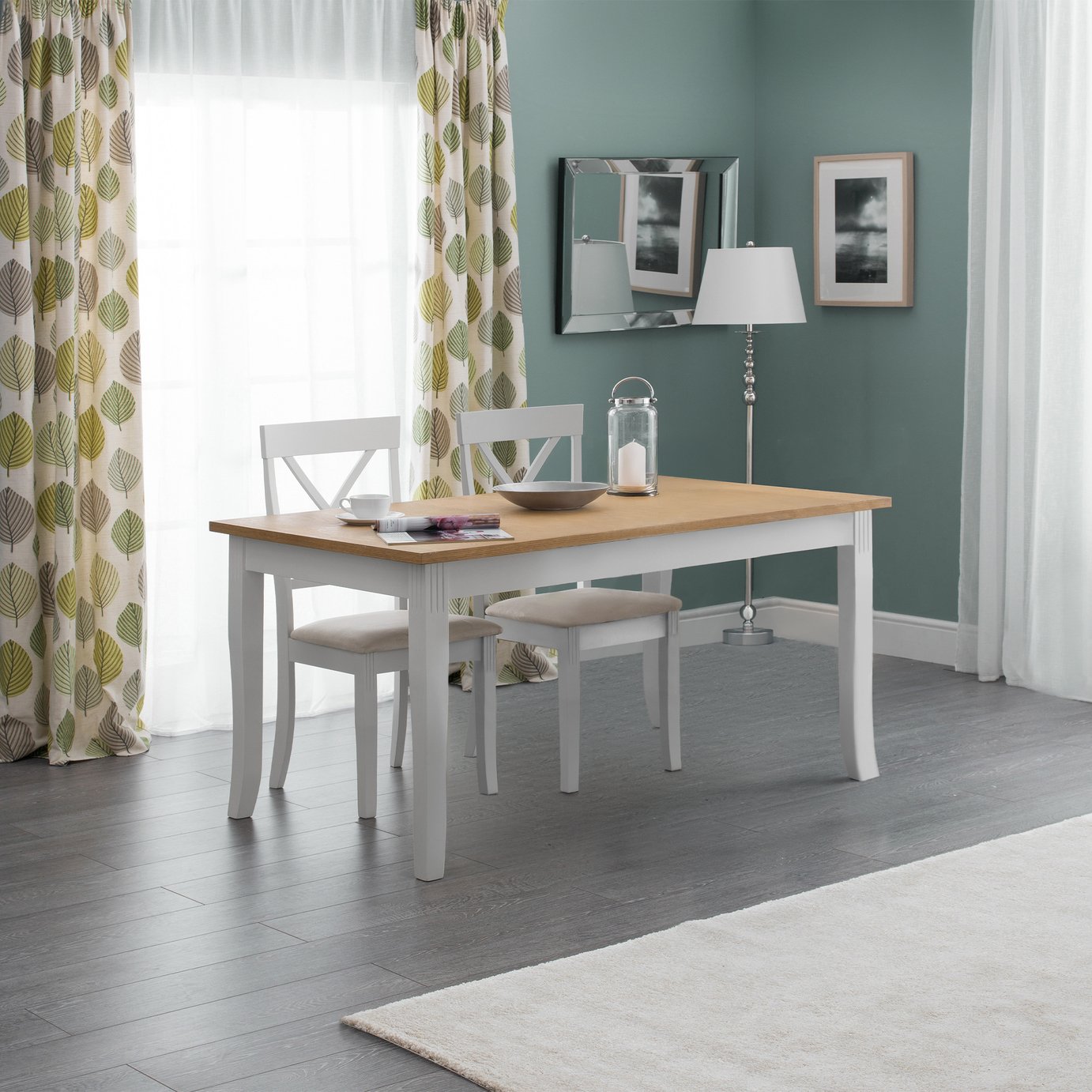 Julian Bowen Davenport 4 Seater Dining Table - Grey & Oak 
