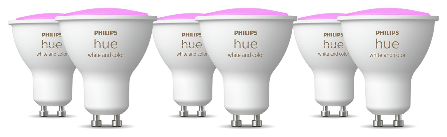Philips Hue GU10 4.2W Smart Light Bulb - Pack of 6