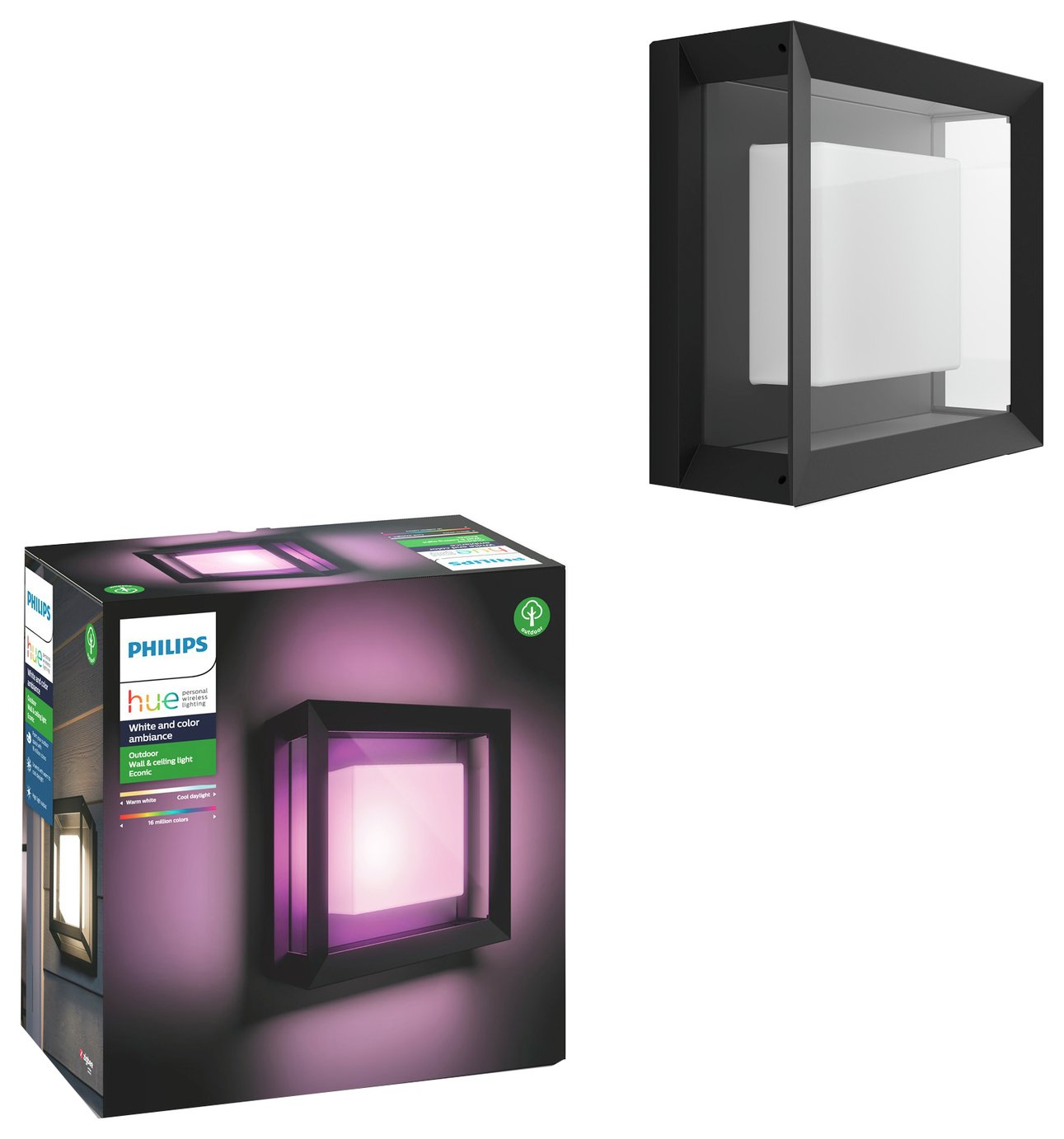 Philips Hue Econic Outdoor Wall and Celling Light - Black