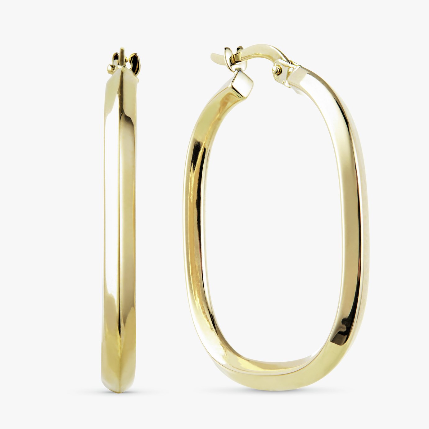 Revere 9ct Yellow Gold Square with Round Edge Hoop Earrings