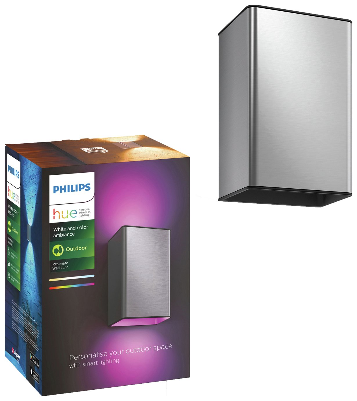 Philips Hue Resonate Outdoor Wall Light - Silver