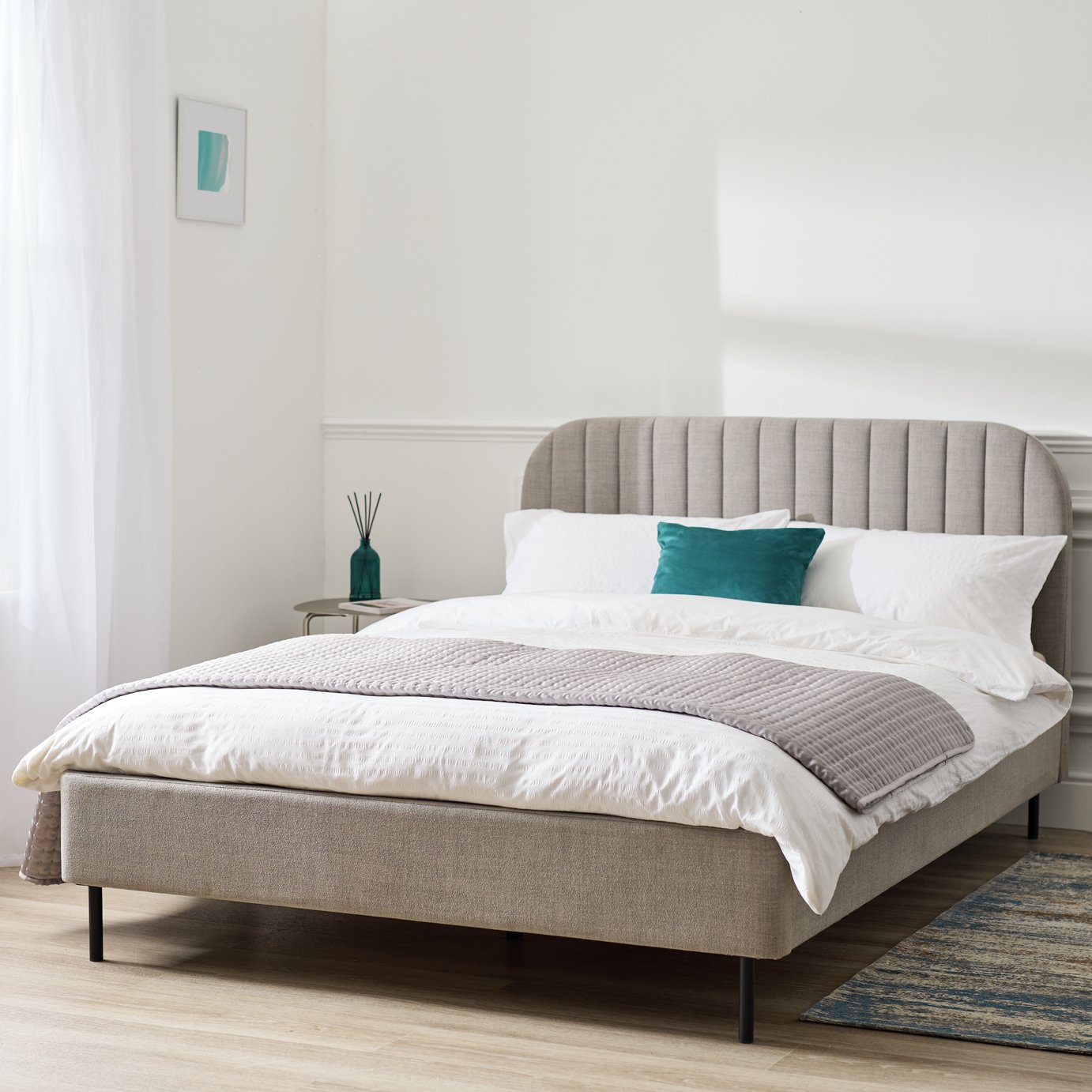 Argos Home Fulford Double Fabric Bed Frame - Grey