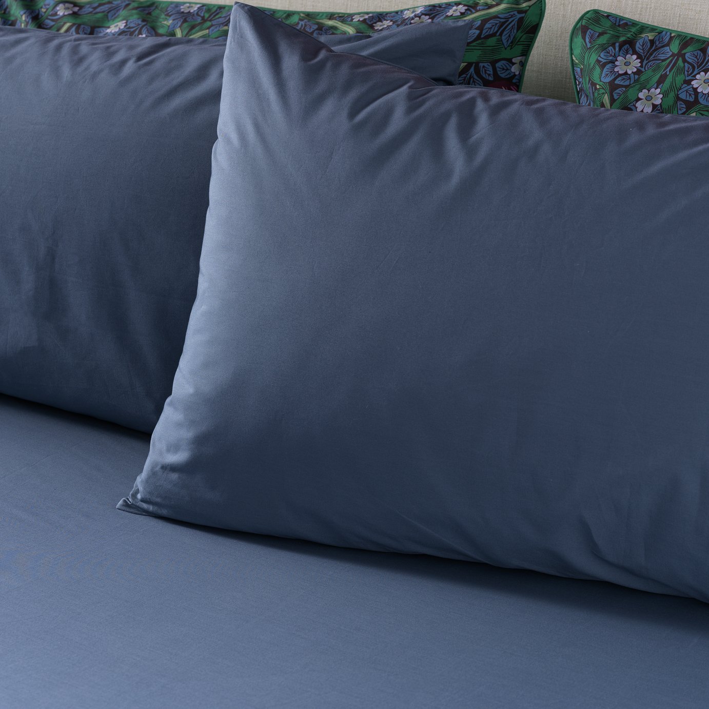 Habitat x Morris & Co. Cotton Indigo Fitted Sheet - Double