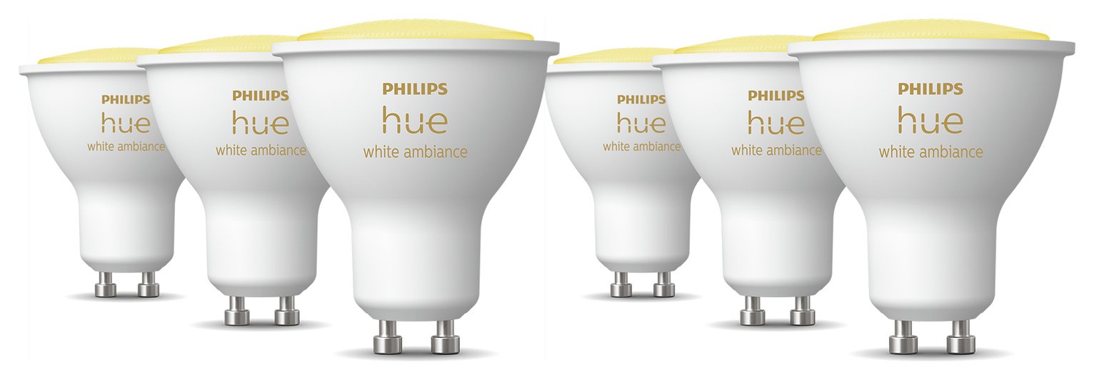 Philips Hue GU10 4.2W Smart Light Bulb - Pack of 6