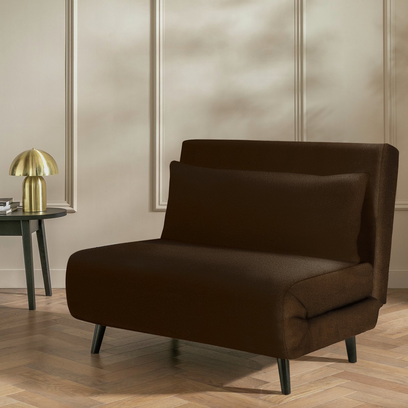 Habitat Roma Small Double Velvet Chairbed - Chocolate