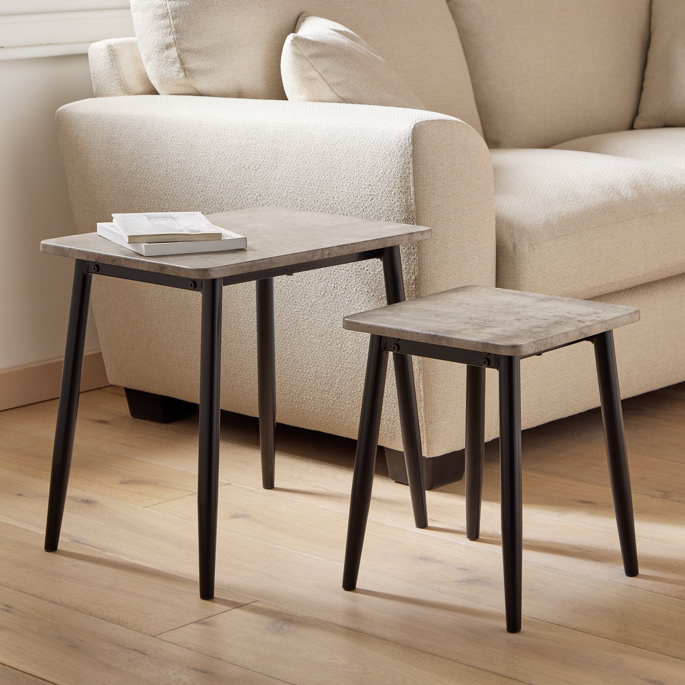 Argos Home Crowe Nest of 2 Side Table - Grey