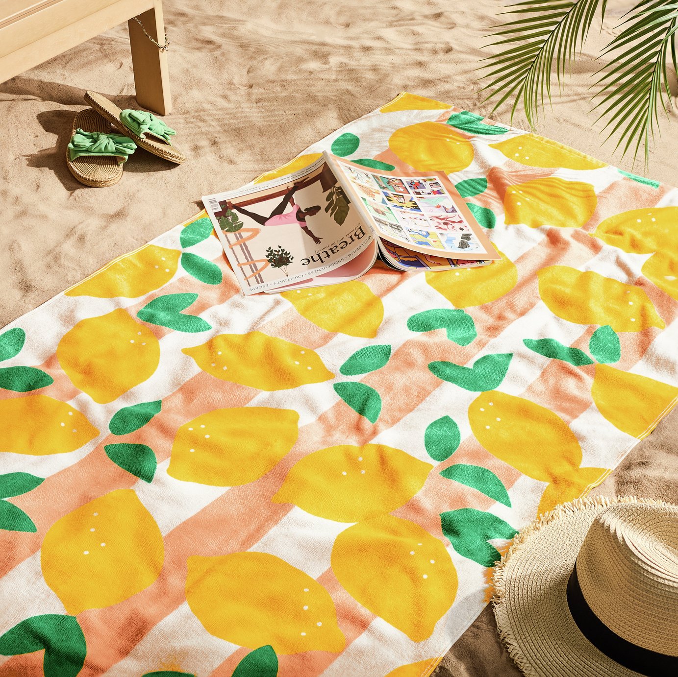 Habitat Lemon Skinny Stripe Beach Towel