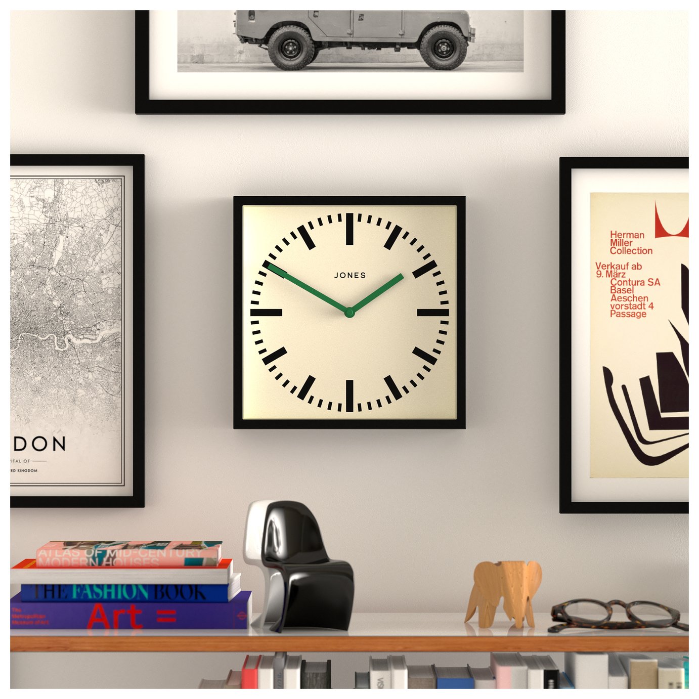 Jones Clocks Paramount Square Wall Clock - Black