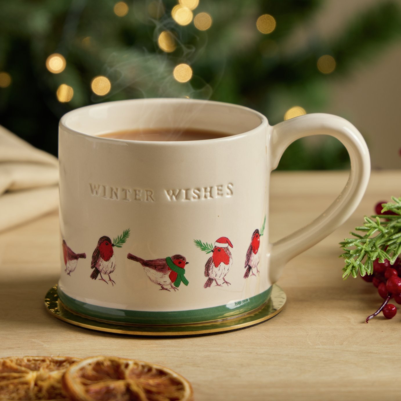 Argos Home Winter Wishes Robin Mug