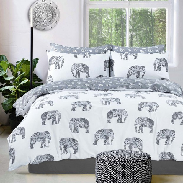 Buy Pieridae Grey Elephant Bedding Set Kingsize Duvet Cover