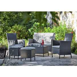 Argos Home 6 Seater Rattan Effect Garden Sofa Set- Dark Grey