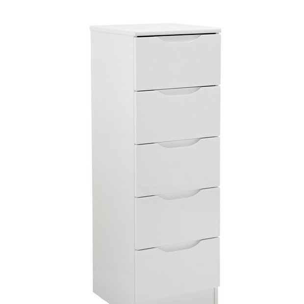 Buy Legato 5 Drawer Tallboy White Gloss Chest of drawers Argos