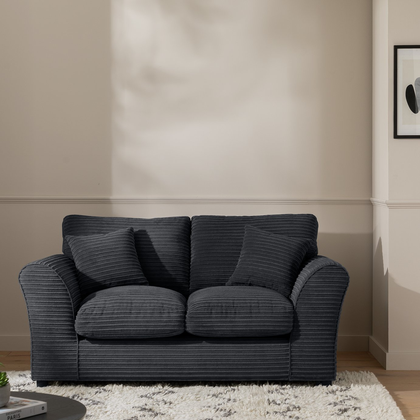 Argos Home Harry Fabric 2 Seater Sofa - Charcoal