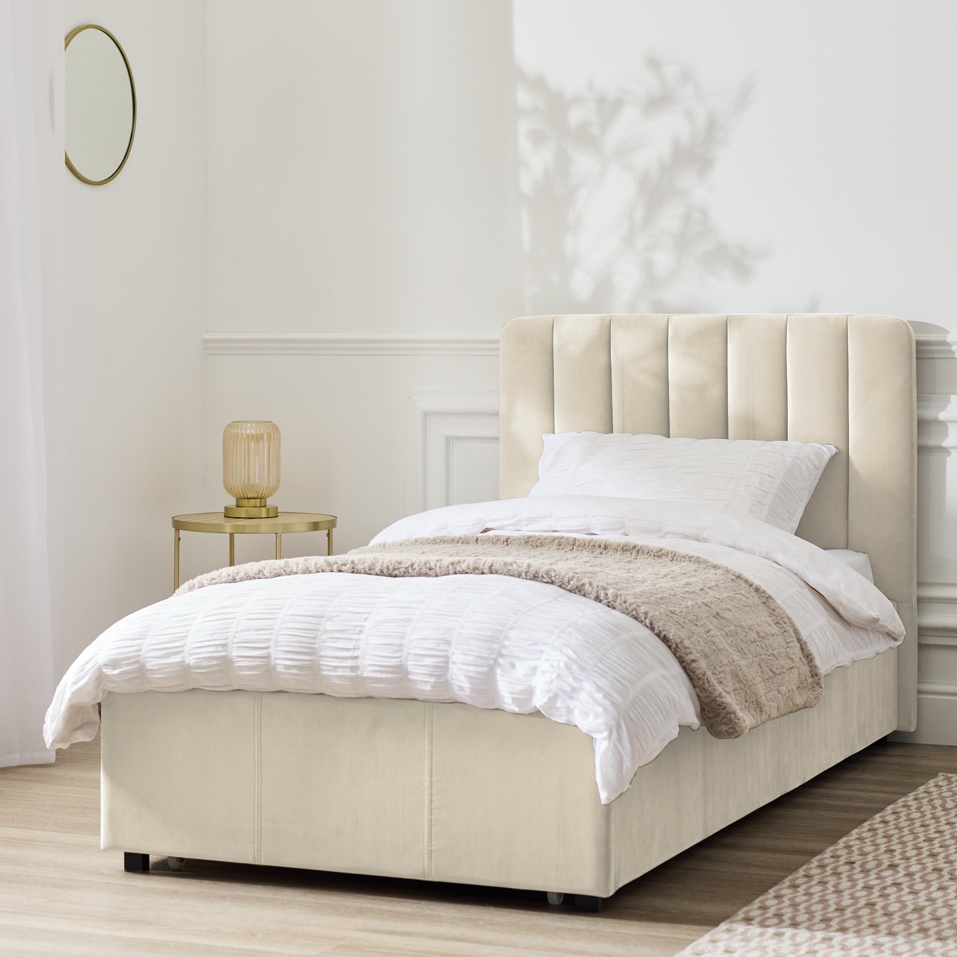 Argos Home Pandora Single Drawer Storage Bed Frame - Cream