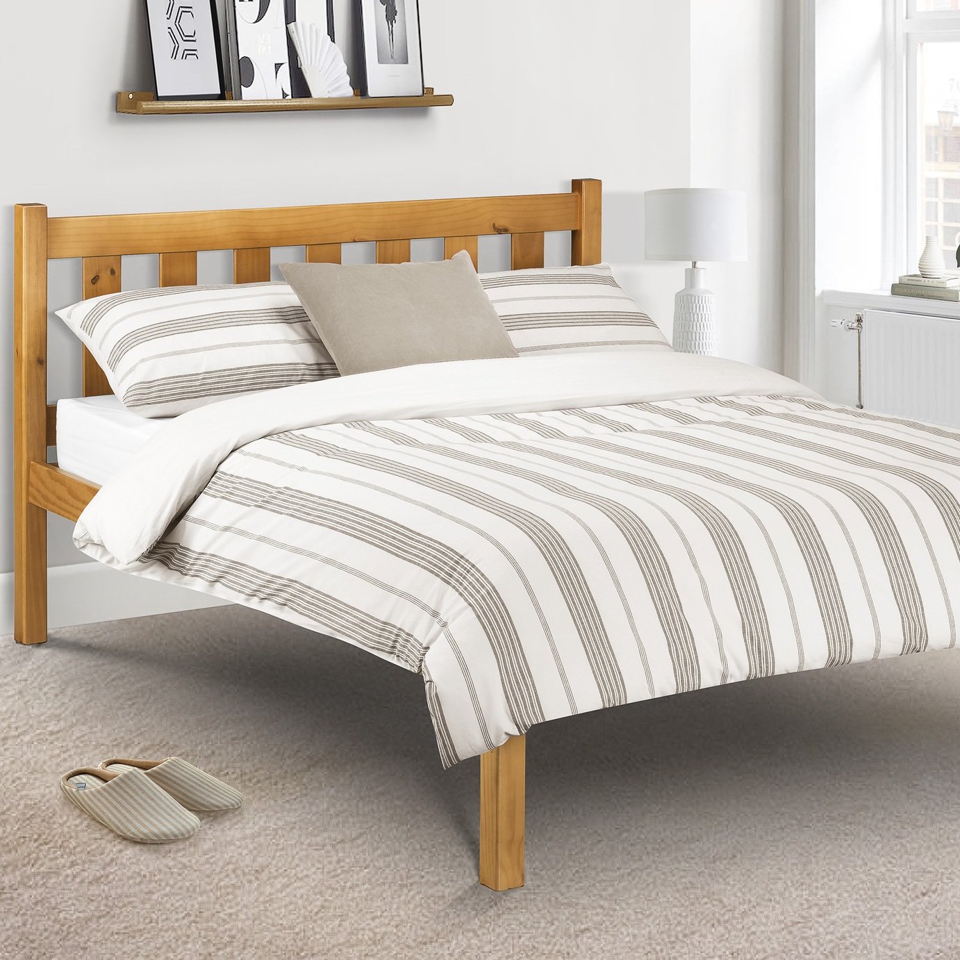 Julian Bowen Poppy Double Wooden Bed Frame - Pine