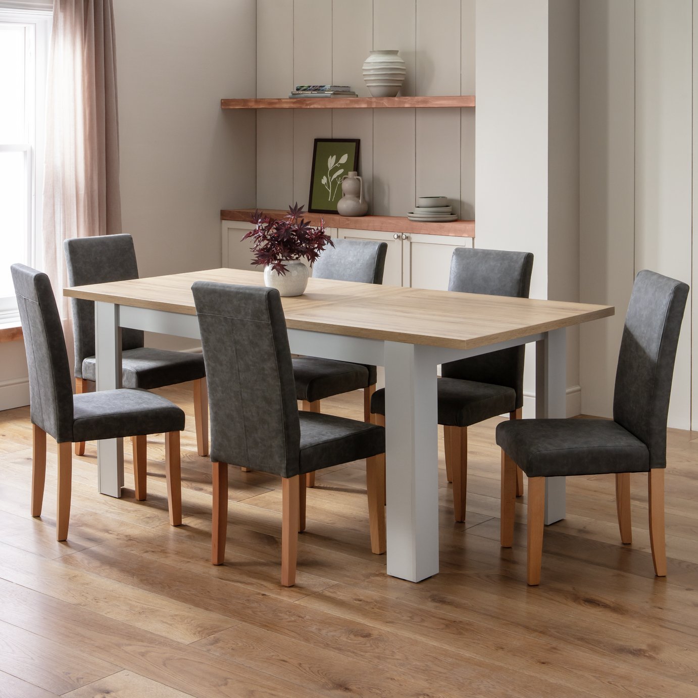 Argos Home  Preston Extending Grey Dining Table & 6 Chairs