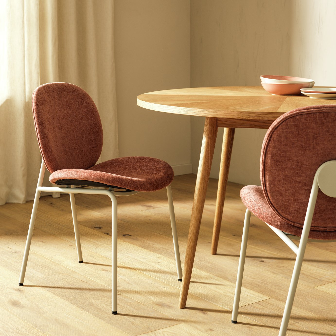 Habitat Oryn Pair of Fabric Dining Chair - Pink