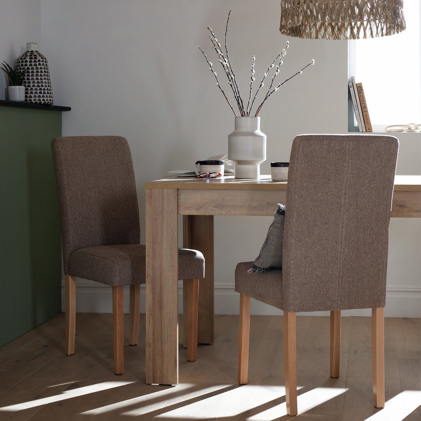 Argos Home Pair of Midback Fabric Dining Chair - Brown