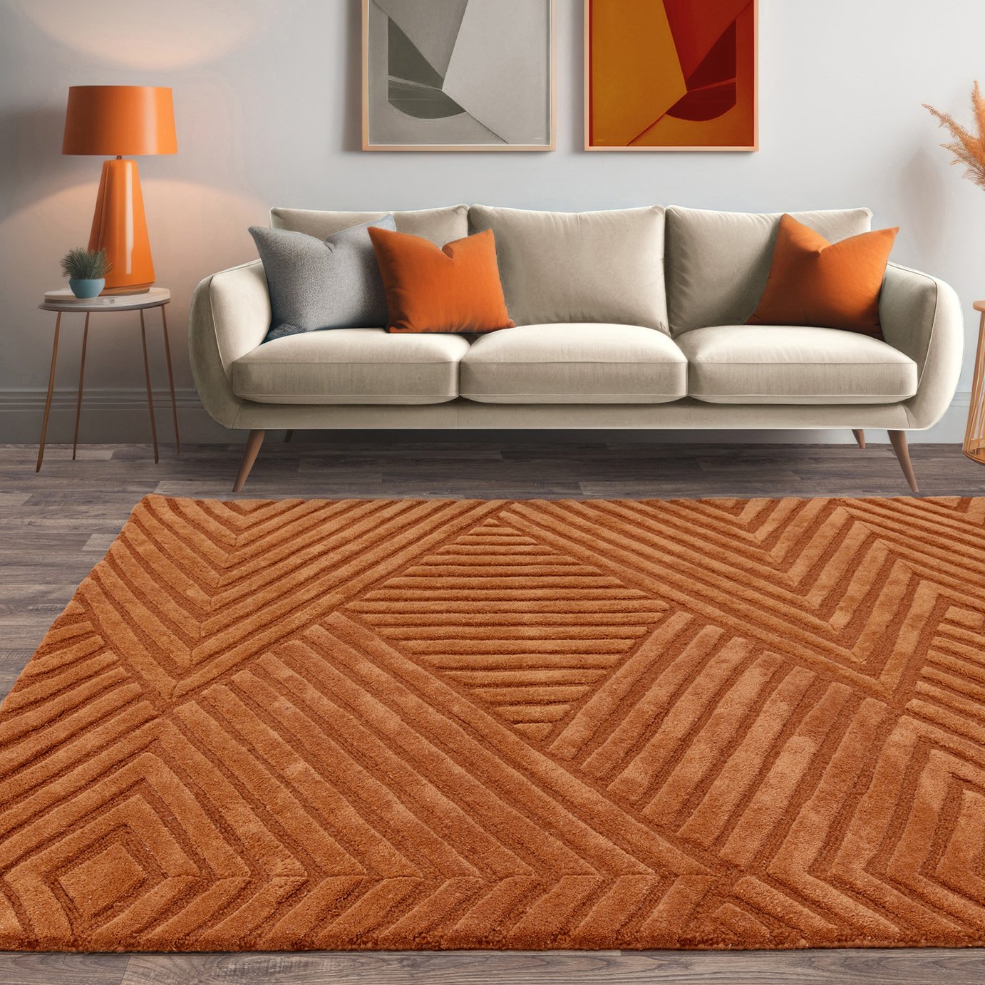 Asiatic Hague Desert Sand Wool Cut Pile Rug - 160x230cm