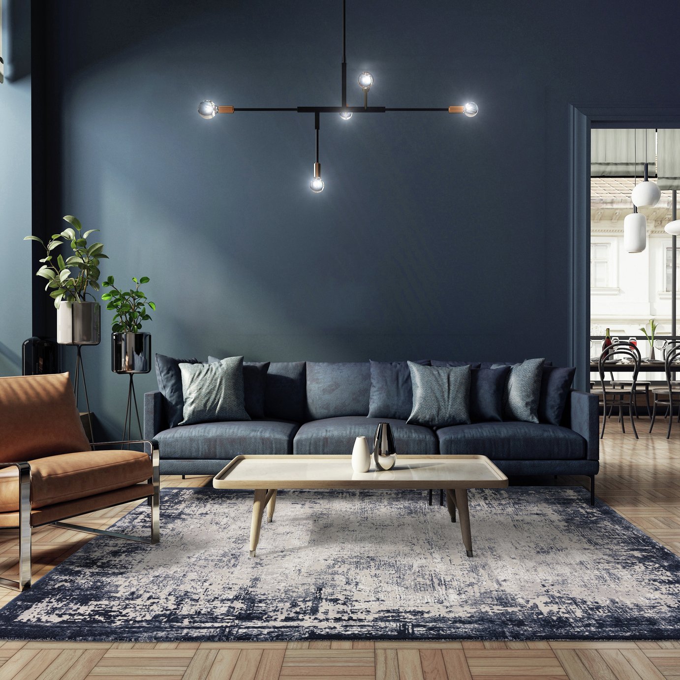 Asiatic Kuza Navy Cut Pile Rug