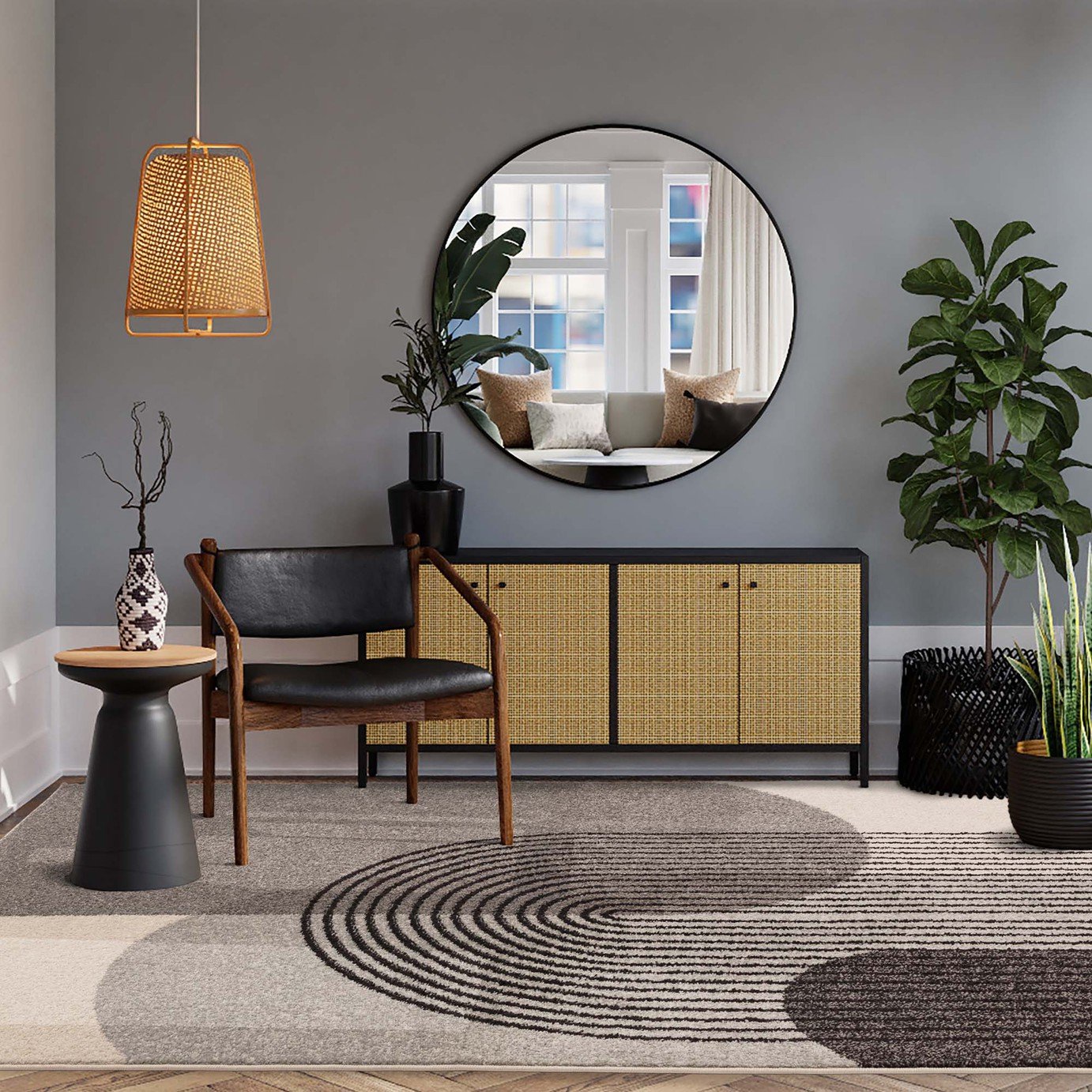 Asiatic Muse Grey Retro Cut Pile Rug - 120x170cm