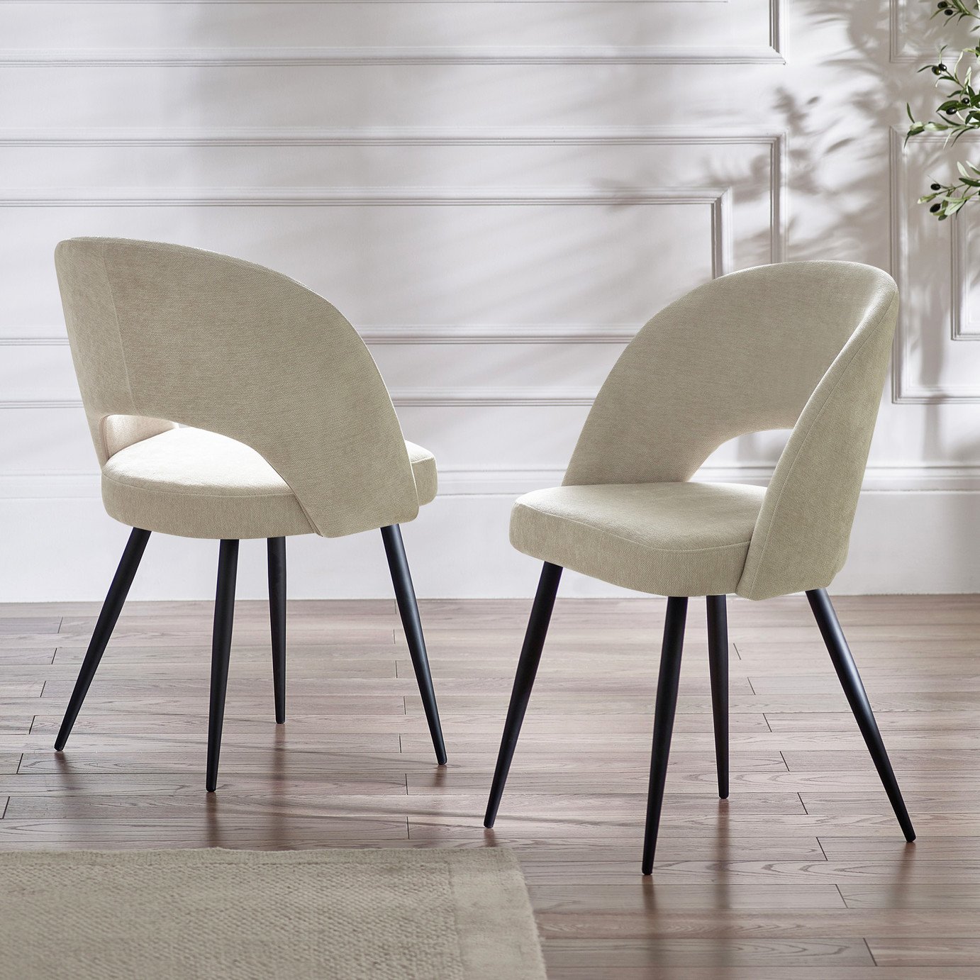 Julian Bowen Ella Pair of Fabric Dining Chairs - Cream