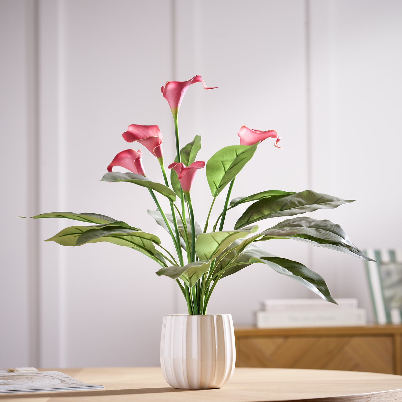 Argos Home Artificial Red Calla Lily in White Ceramic Pot 
