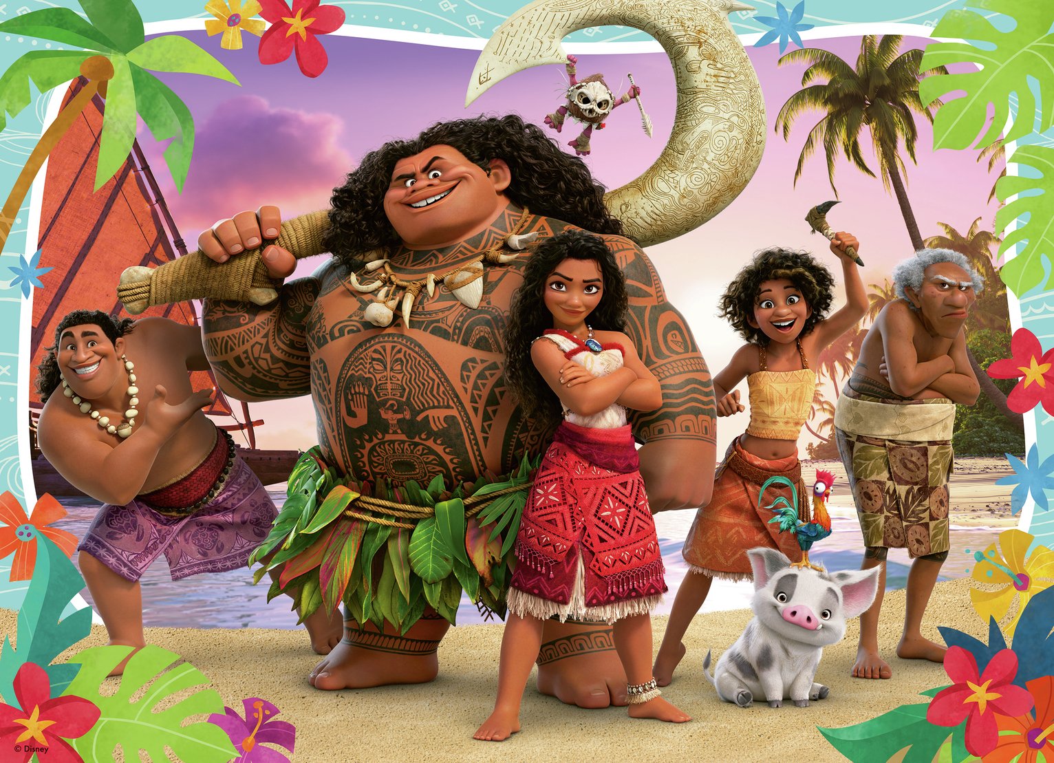 Disney Moana 2 Bumper 4 x100 Pieces Puzzle