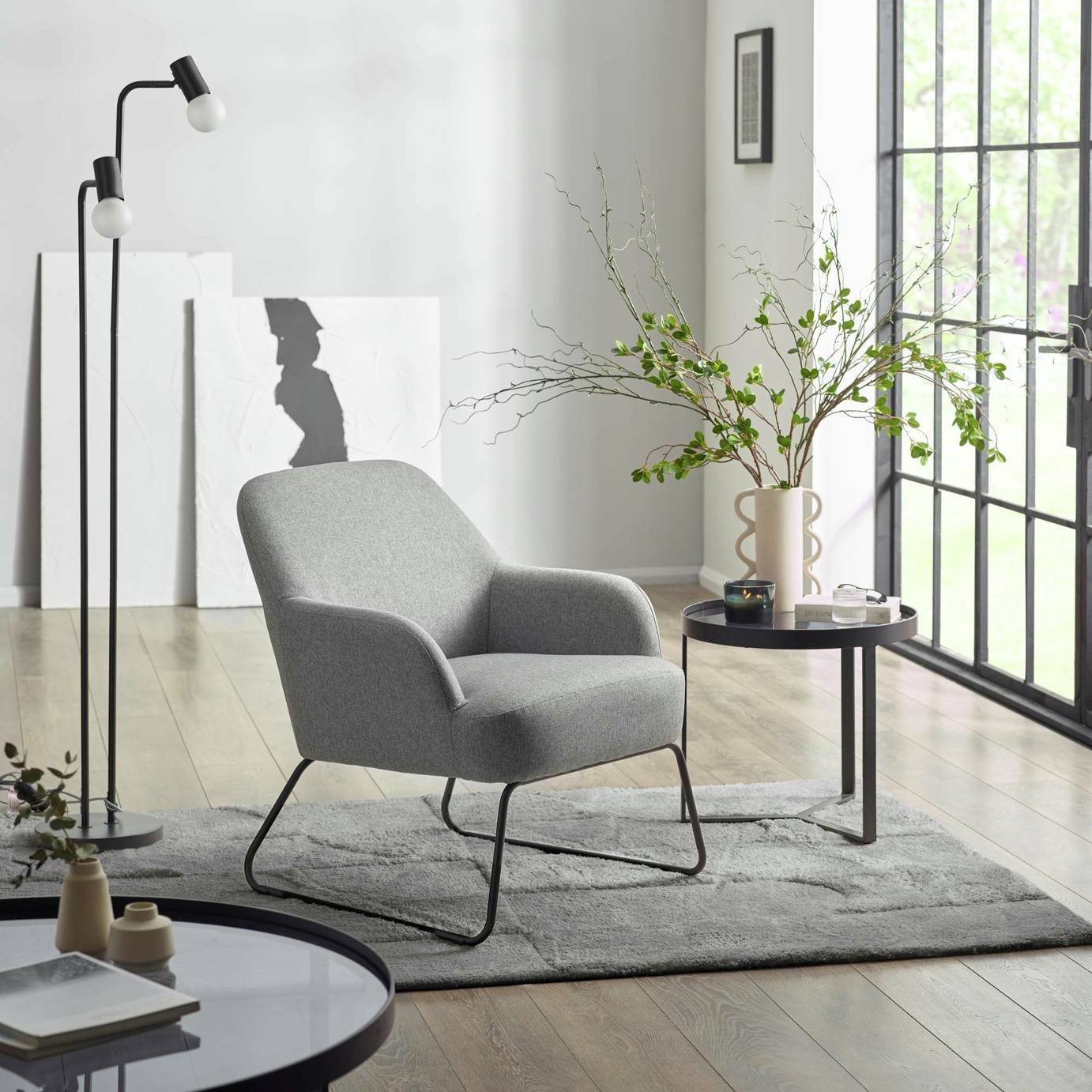 Julian Bowen Davos Fabric Accent Chair - Grey