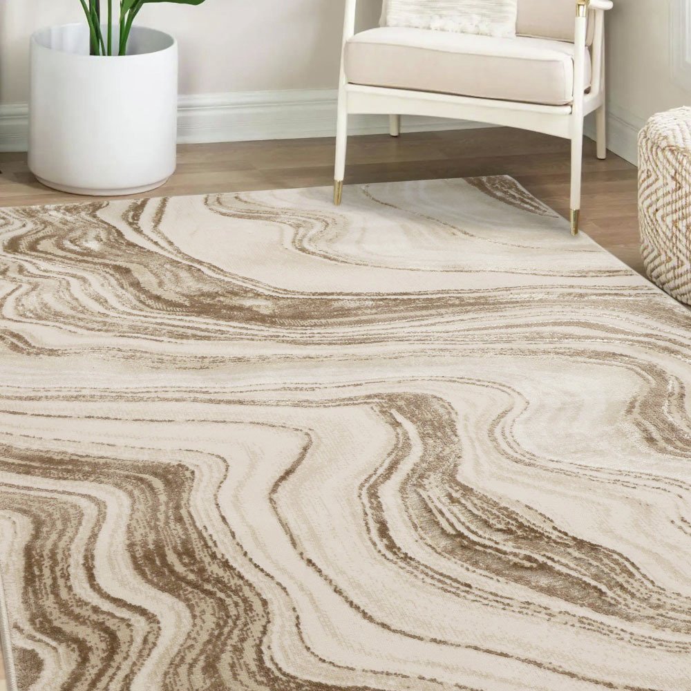 Homemaker Dusk Watercolour Marble Champagne Rug - 120x170cm