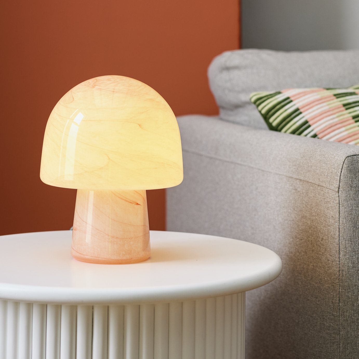 Habitat Alabaster Glass Mushroom Table Lamp - Peach