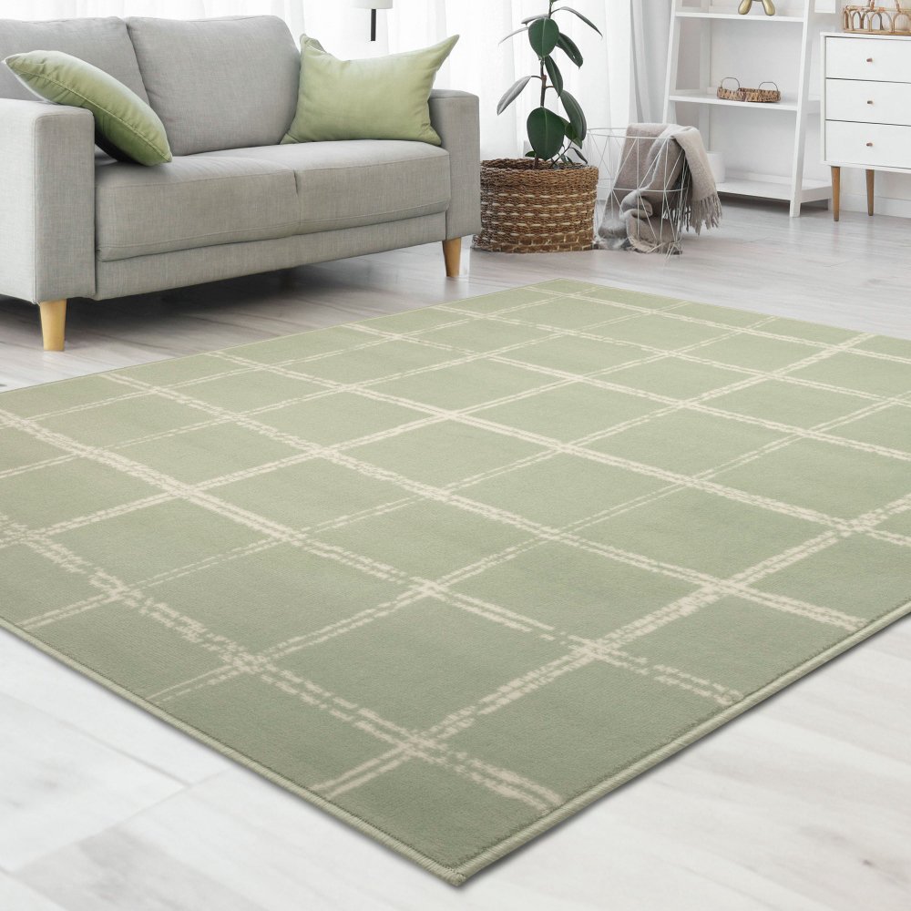 Homemaker Maestro Checks Green Cut Pile Rug