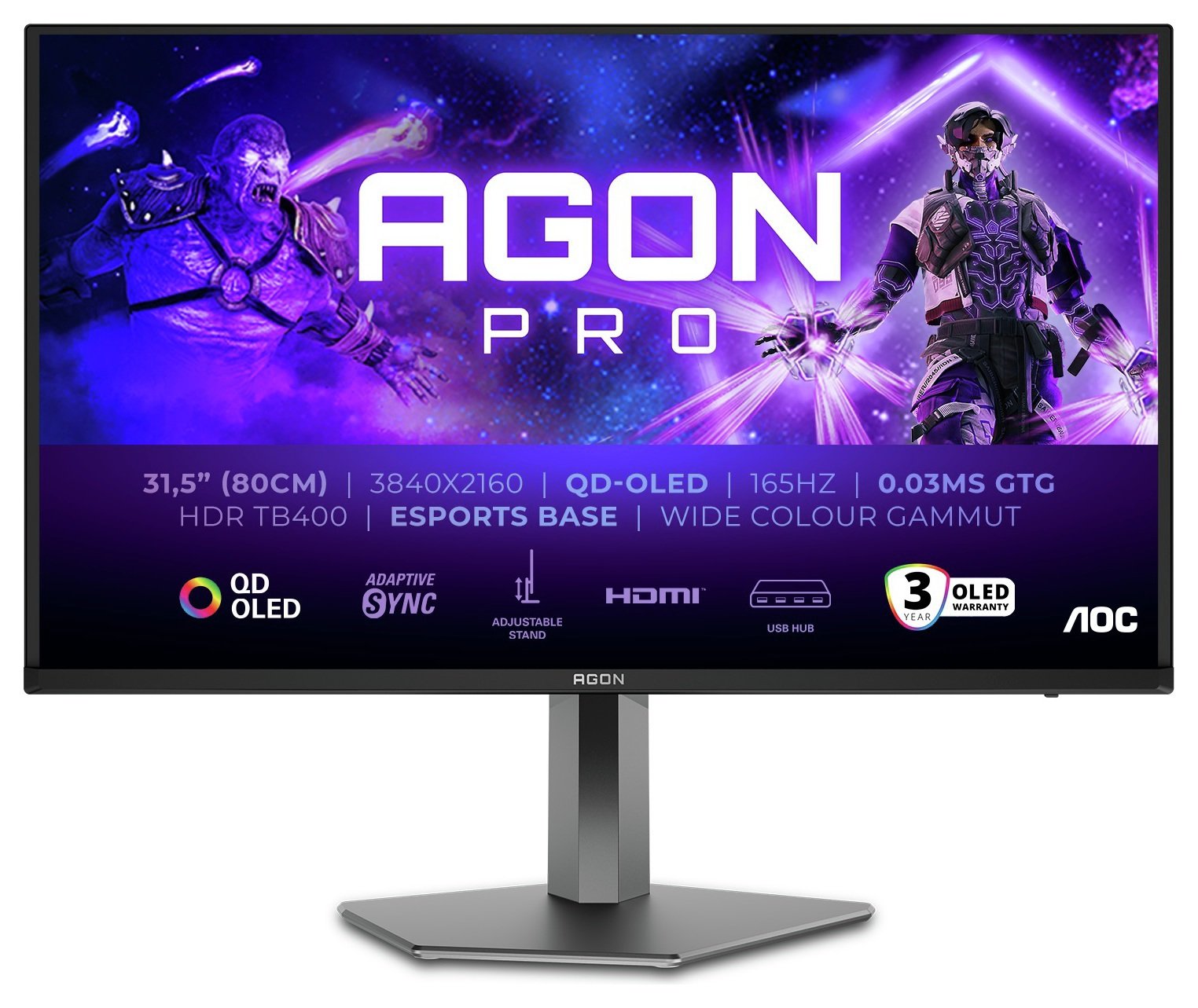 AOC AGON Pro AG326UD 31.5 Inch 165Hz UHD Gaming Monitor