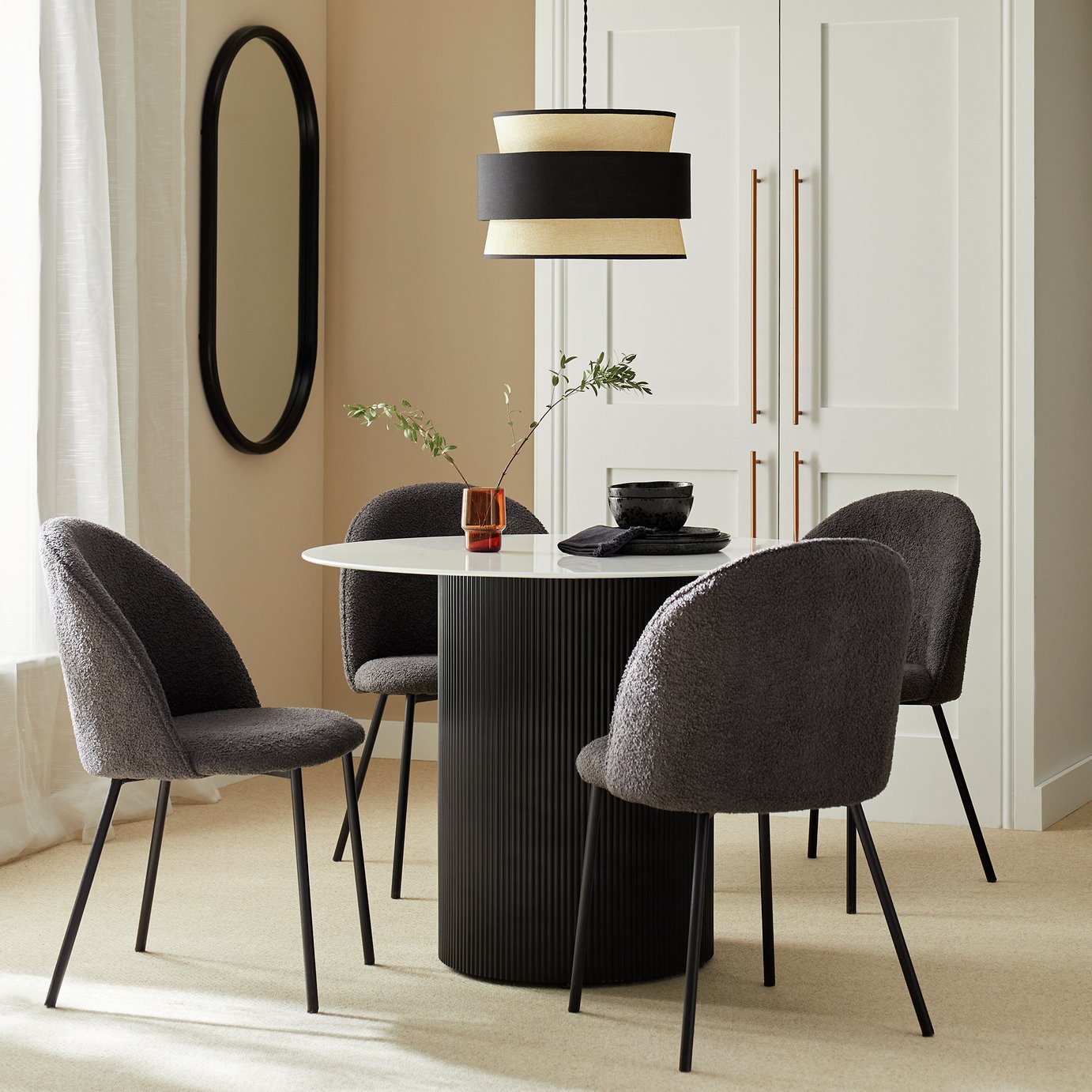 Argos Home Black Dining Table & 4 Charcoal Chairs