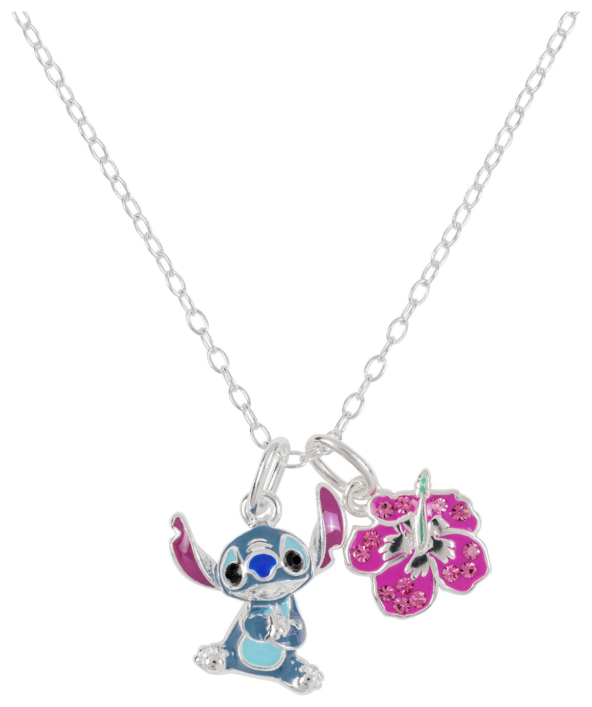 Disney Sterling Silver Lilo & Stitch Ohana Pendant Necklace