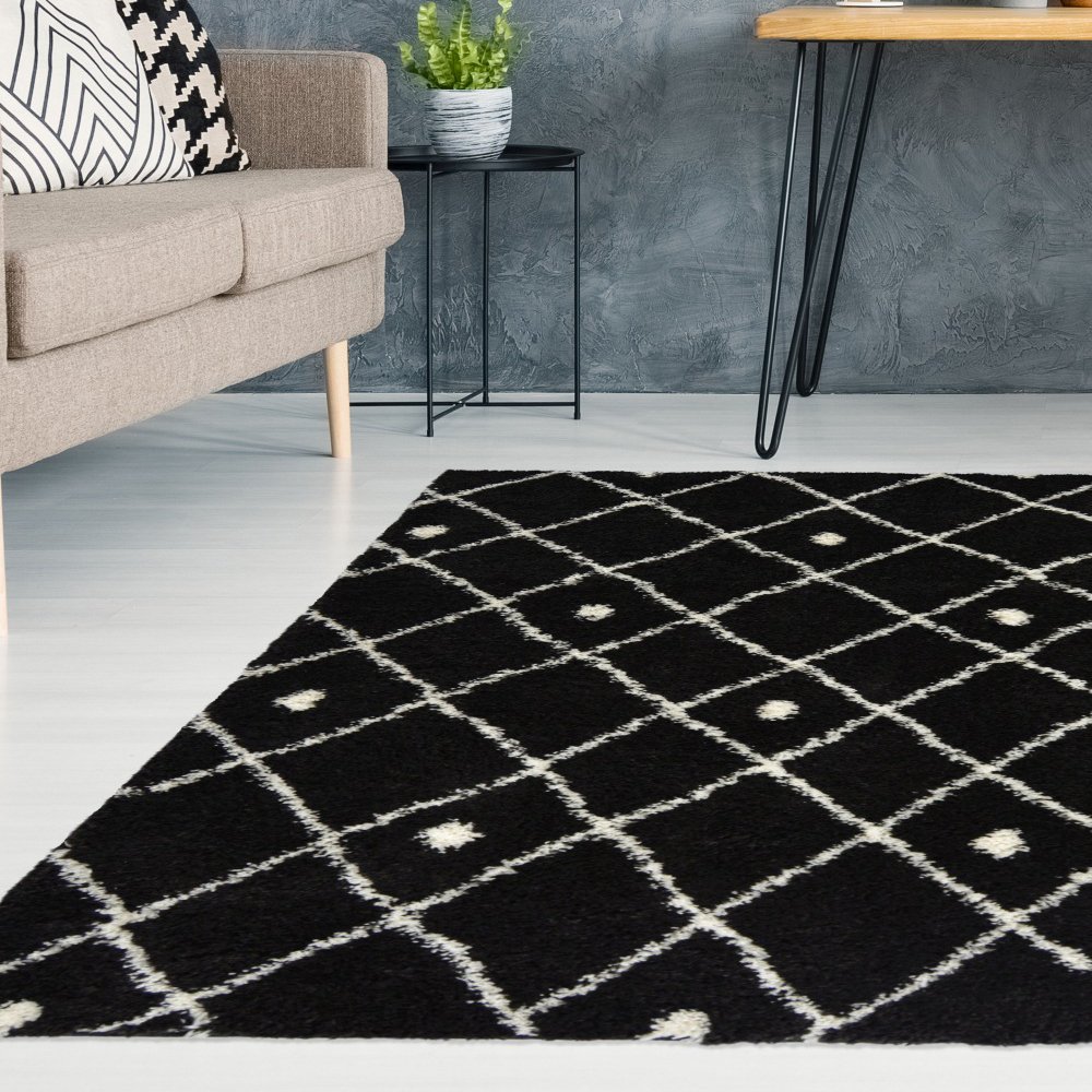 Homemaker Snug Nomadic Black Shaggy Rug