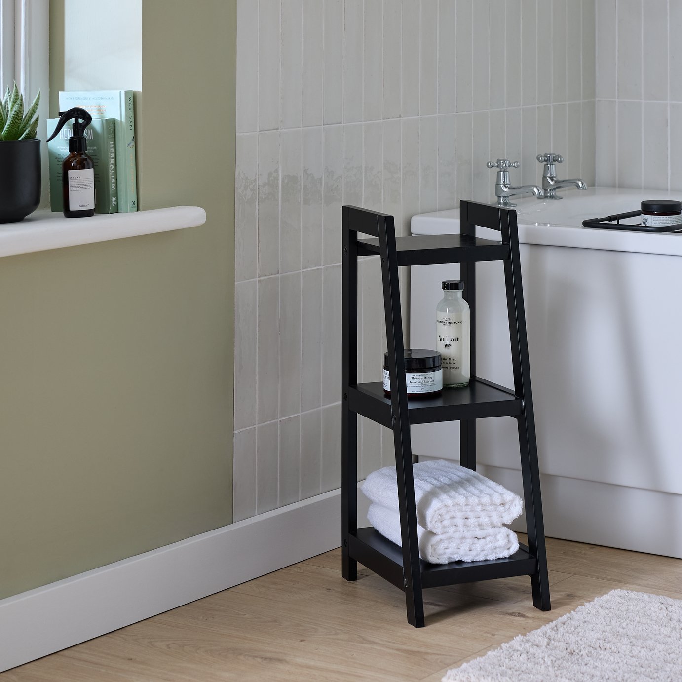Argos Home 3 Tier Bathroom Storage Shelf Unit - Black