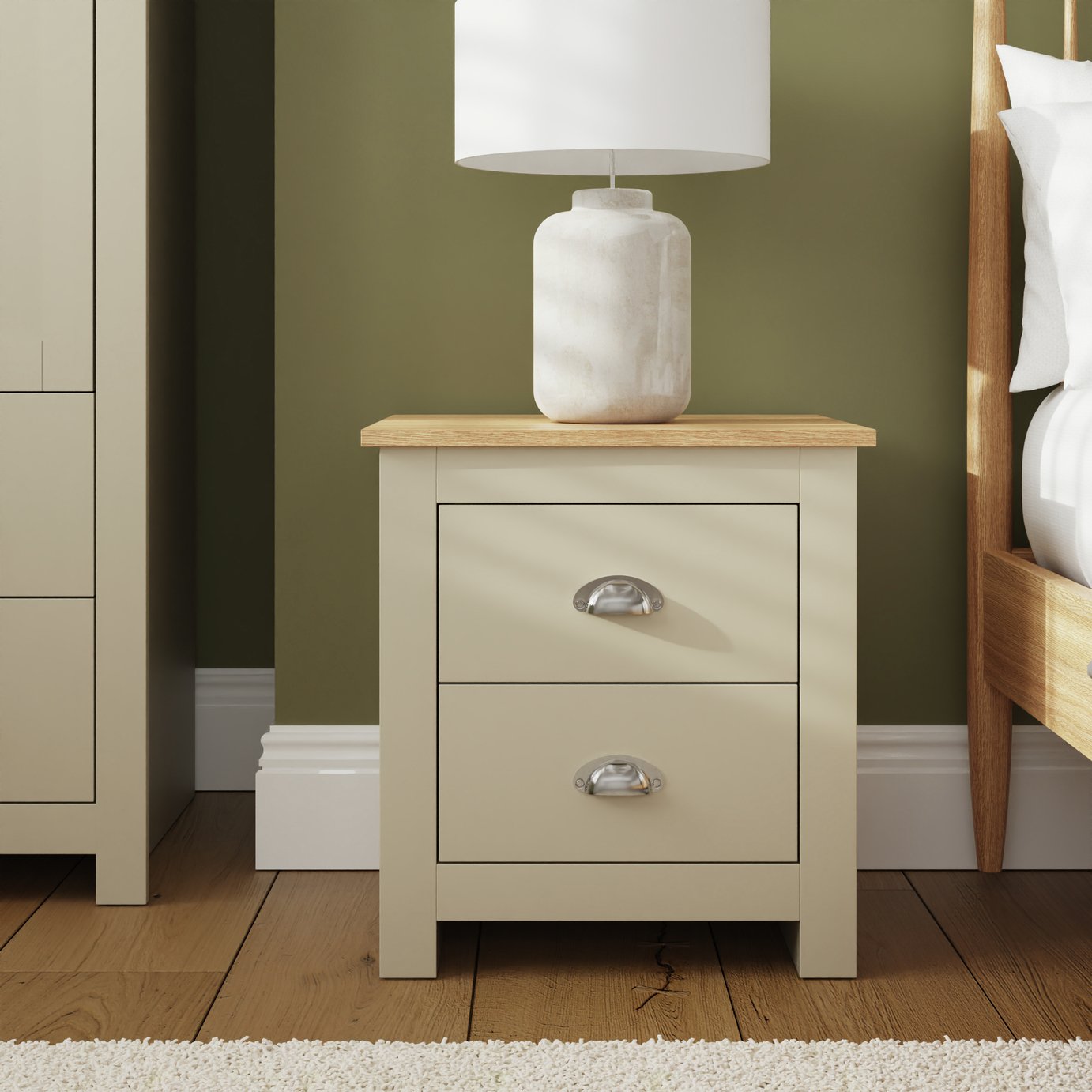 GFW Lancaster 2 Drawer Bedside Table 