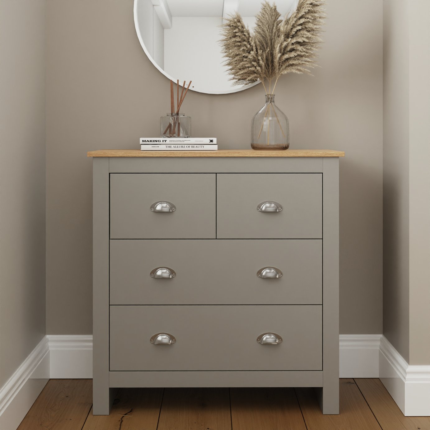 GFW Lancaster 4 Drawer Chest - Grey