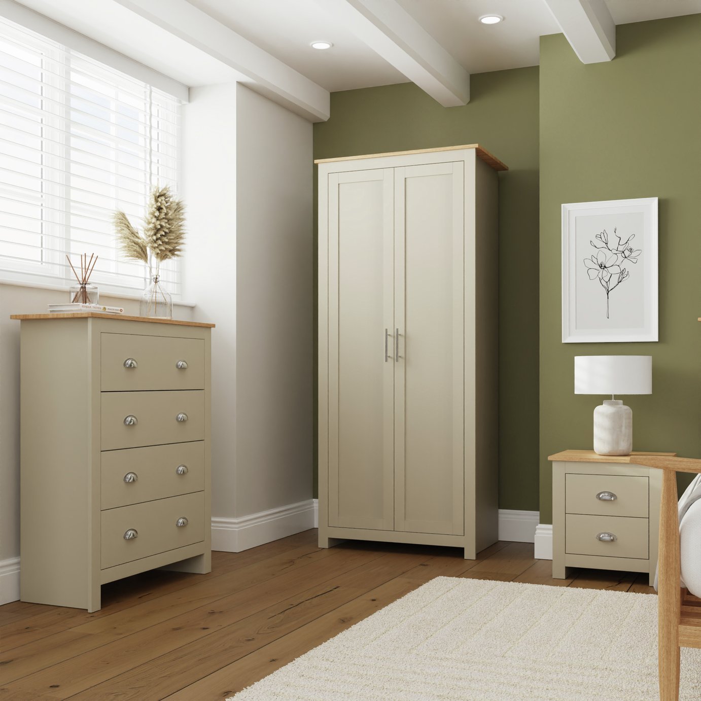 GFW Lancaster 3 Piece 2 Door Wardrobe Set - Grey & Oak