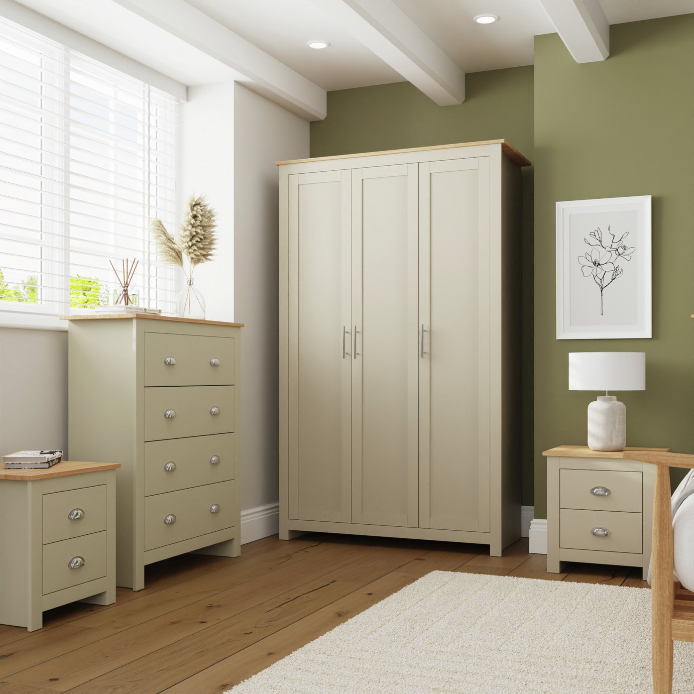 GFW Lancaster 4 Piece 3 Door Wardrobe Set