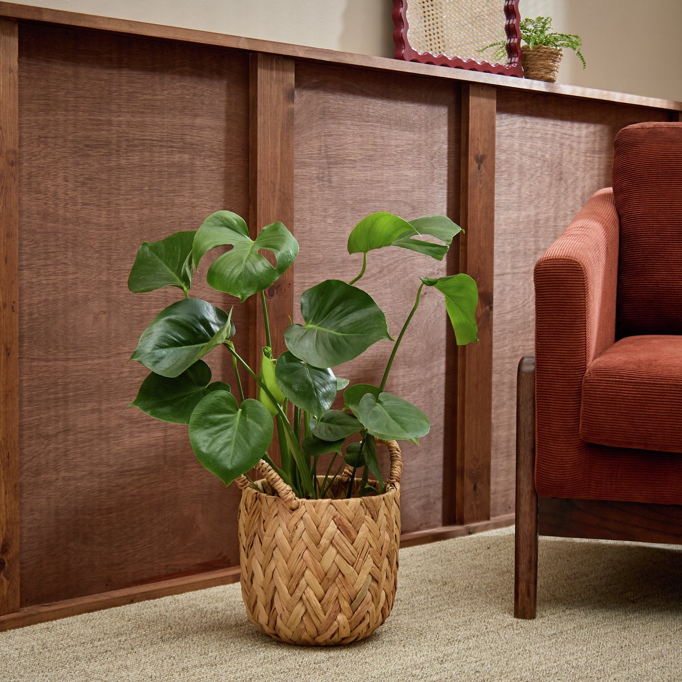 Habitat Small Woven Herringbone Basket - Natural