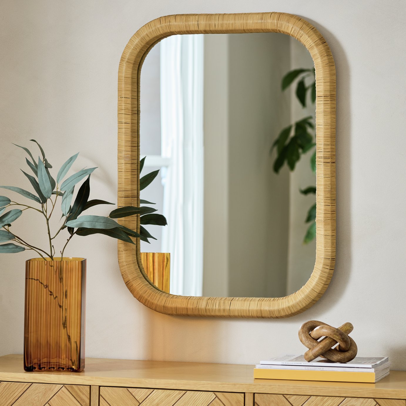 Habitat Rattan Wall Mirror - 80x60cm