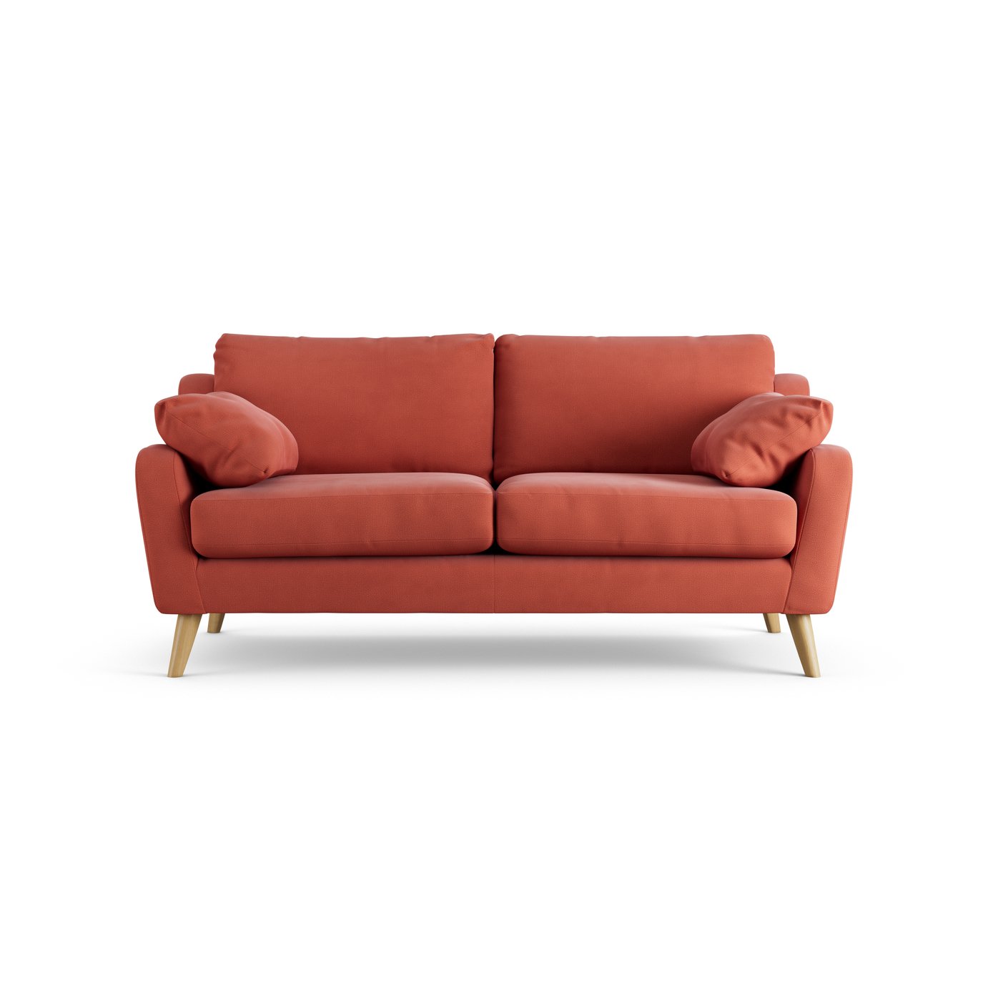 Habitat Ivor Fabric 3 Seater Sofa - Papaya - Ash Leg