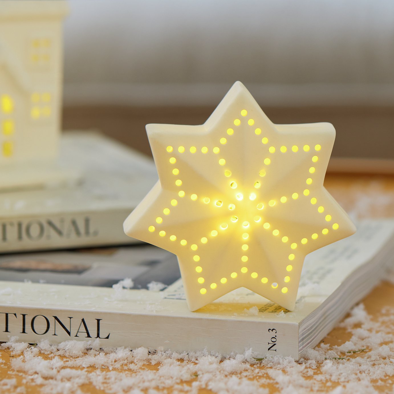 Habitat Light Up White Star Christmas Table Decoration 