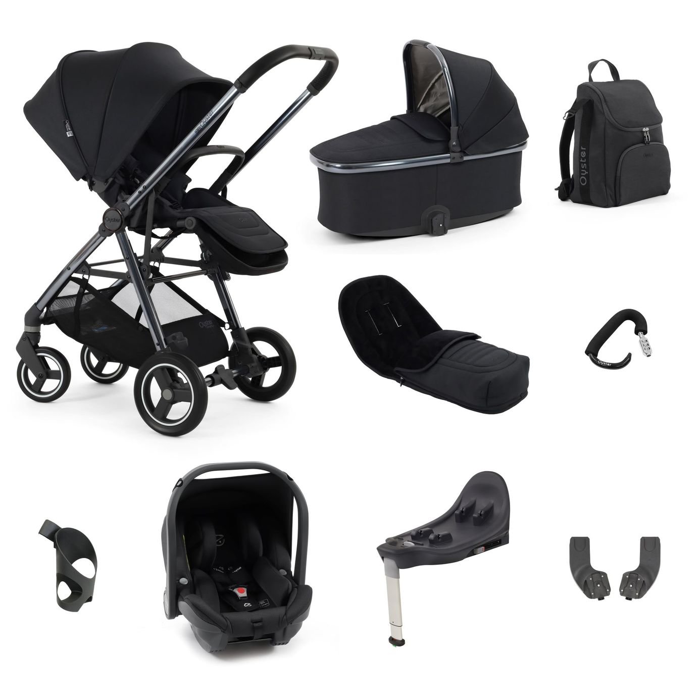 BabyStyle Oyster Gravity+ 9 Piece Travel System - Carbonite