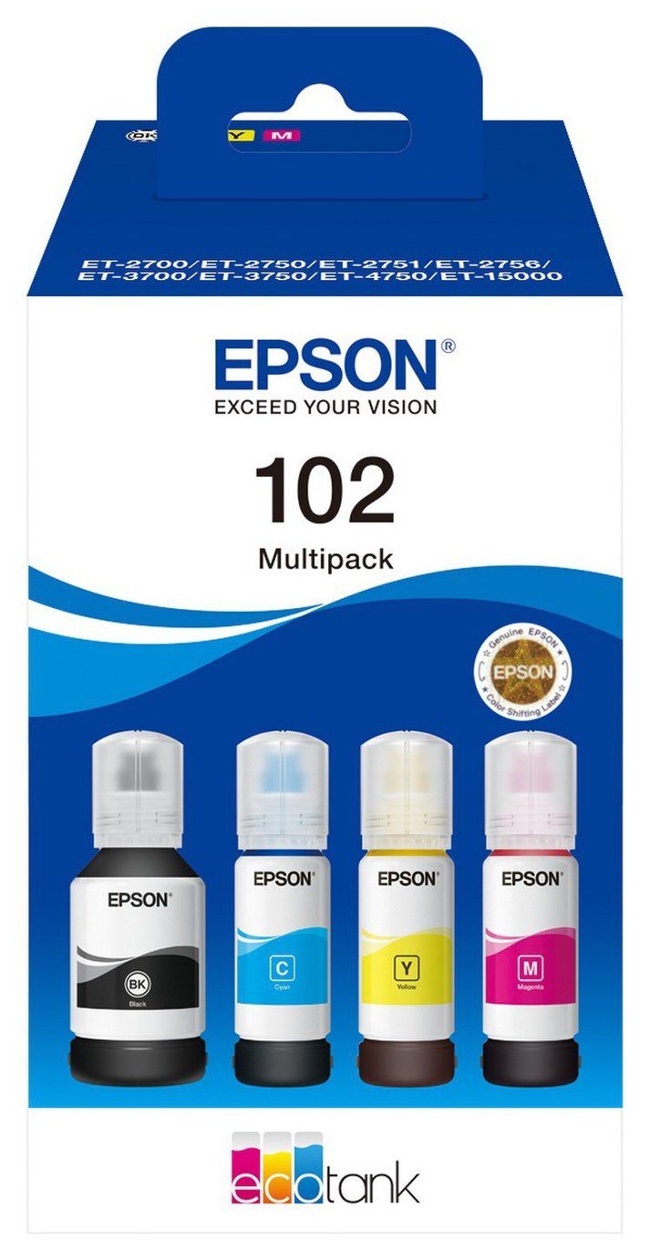 Epson 102 EcoTank 4 Ink Cartridges - Black & Colour