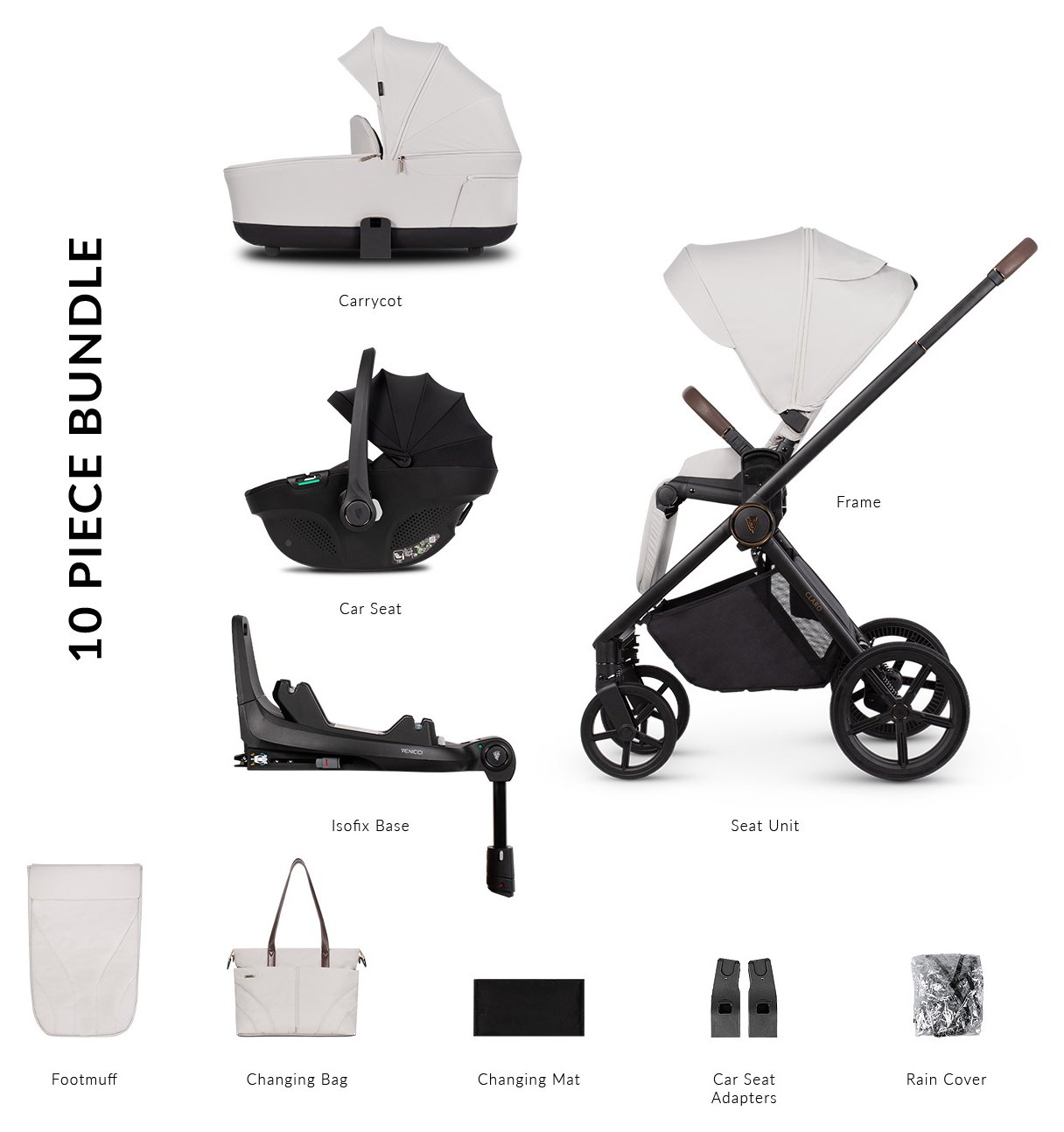 Venicci Claro 3in1 Plus Travel System - Vanilla