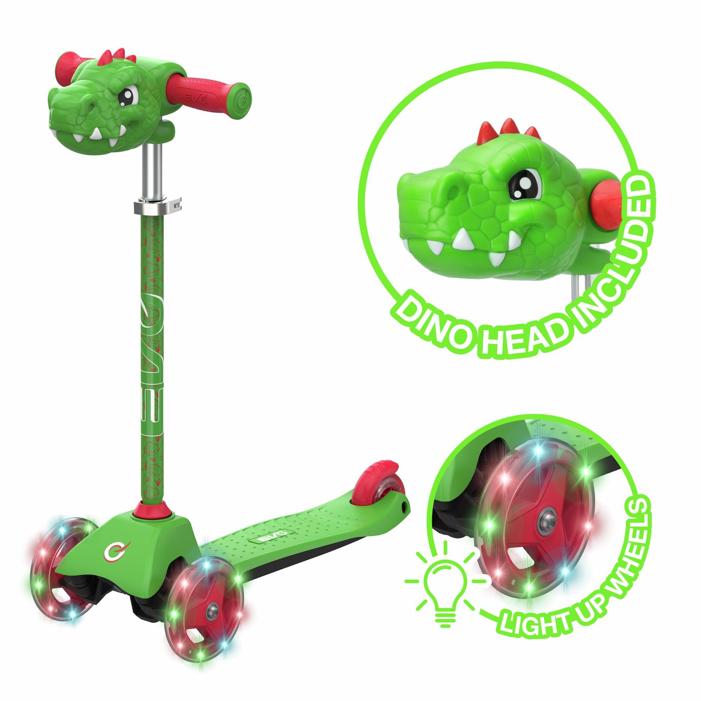 Evo Light up Mini Cruiser Dino 3 wheel scooter