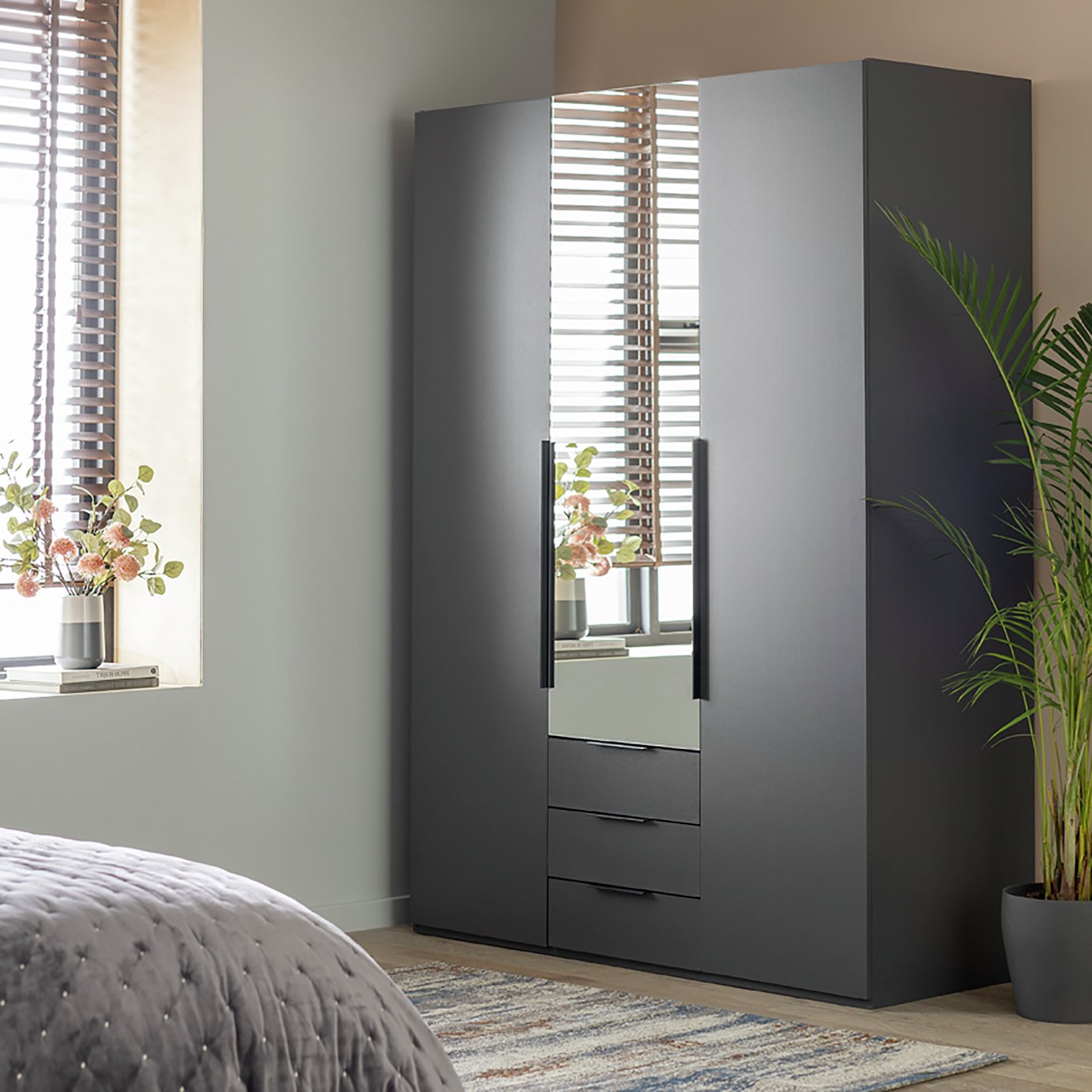 Argos Home Hallingford 3 Door 3 Drawer Mirror Wardrobe